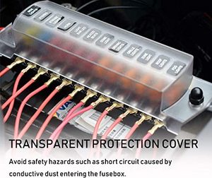 12 Way 12/24VDC Blade Fuse Block with Negative <strong>Bus</strong> Waterproof Protection Cover <strong>Sticker</strong> for Autos-12 Fuses &amp; Fuseholders - Product Image 6