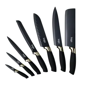 Professional Chef Knife Set Non Stick High Quality Carbon Stainless Steel Kitchen Knives Set Black Knife Set