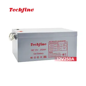 Techfine高品质热卖凝胶太阳能电池250AH 12v家用太阳能系统设计寿命长