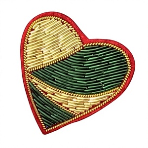 Luxury Hand Embroidered Nonwoven Felt Bullion Wire Brooch Badges Safety <b>Pin</b> 3D Custom Color Rhinestone Blazer Crest Jackets - Product Image 1