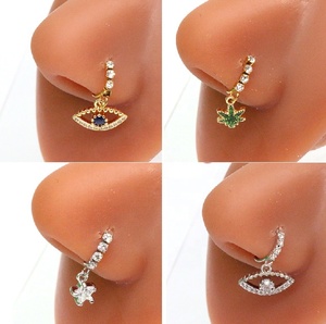 Gaby New Designs Bulk Stainless Steel <strong>Nose</strong> Ring <strong>Cute</strong> Bling Rectangle Dangle Hoop <strong>Nose</strong> <strong>Piercing</strong> for Wedding Engagement Body - Product Image 3