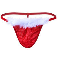 Sous-vêtements pour hommes, confortables, respirants, en polyester, personnalisés, sexy, à plumes, pour Noël, tongs