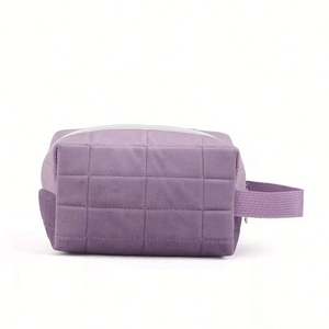 Bolsas de Cosméticos de Terciopelo Impermeables Profesionales ODM OEM, Estuches Pequeños Grises/Azules/Champán, Bolsa de Maquillaje Rectangular con Cierre y Logotipo Personalizado - Product Image 4