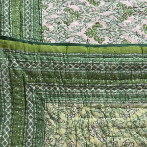 Top Quality Look <b>Vintage</b> Indian <b>Vintage</b> KanthaWork <b>Quilt</b> Hand Stitched Cotton Printed Pattern for Bedspread Throw/Gudari/Blanket - Product Image 1