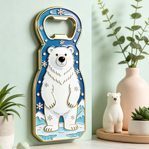 Abridor de Botellas de Cerveza de Esmalte Suave con Diseño de Oso Polar y Copo de Nieve, de Aleación de Zinc, Imán para Refrigerador, para Bar y Cocina - Product Image 2