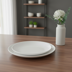 Vaisselle pour restaurant, assiettes rondes blanches, marqueterie en mélamine - Product Image 3