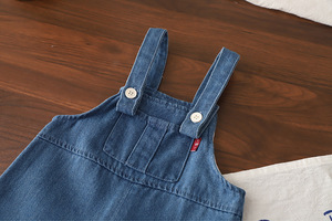 Ensemble deux pièces pour filles : salopette en jean et haut à manches longues à volants – Collection Printemps-Automne - Product Image 5