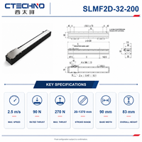 CTECHNO SLMF2D-32-200 Plateau de mouvement de précision à moteur linéaire intégré, poussée de pointe 270 N, course 200 mm pour système de collage de dies