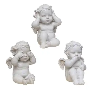 3 Pcs Angel Statue Resin White Cherubs Sculpture Christmas Angel Figurine Cupid Angel Figurines