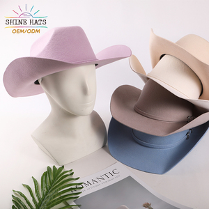 Shinehats Nouveauté 2024 Unisexe Chapeau en feutre uni 100% Laine australienne, style Sombrero, Chapeau de cowboy à large bord en fourrure de lapin, respirant, pour la pêche et les fêtes - Product Image 1