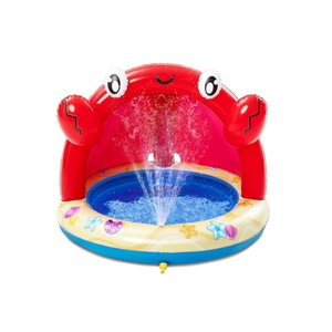 Piscine gonflable en PVC en forme de crabe avec auvent et arroseur, 41*31 pouces, couleur rouge, pour les enfants, pour jouer en extérieur ou dans la piscine - Product Image 1