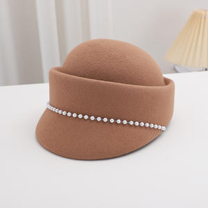 Chapeau d'équitation en laine J23, fedora en feutre, béret britannique pour femmes, automne-hiver, double bord, casquette de chevalier - Product Image 3