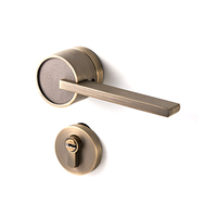 Poignée de porte moderne en bois en alliage de zinc Poignée intérieure à levier Ensemble de poignée de serrure de porte de salon