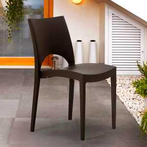 Sedie da Giardino in Polipropilene Color Moka 47x51x80 Cm Impilabili Senza Braccioli per Esterni - Product Image 6