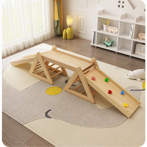 Gymnase d'activités pour bébés Montessori, aire de jeux intérieure en <span class=keywords><strong>bois</strong></span>, triangle d'escalade, toboggans, équipement d'exercice, Spielplatz, terrains de jeux - Product Image 2