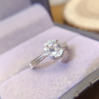 Factory Wholesale ODM OEM Custom 925 Sterling Silver Women's Wedding Ring Natural Aquamarine for Engagement Wedding Party Gift