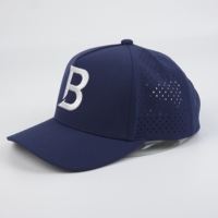 Snel Droogende Sportpet 5 Panel Hoge Profiel Gestructureerde Baseball Cap 3D Puff Borduurwerk Aangepast Logo