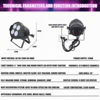 Lampu Par COB RGBW 4-in-1 Baiqi 4x50W dengan Kontrol DMX512 Warm White 3200-6500K IP20 untuk Panggung, Disko, Pernikahan & Tempat Acara