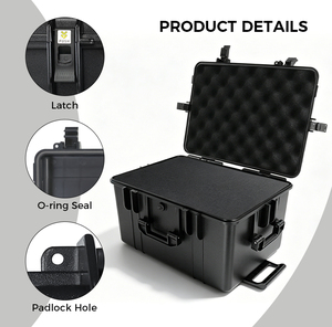 Valise de photographie pour objectif d'appareil photo portable 667*497*385 mm, étanche, en plastique rigide, boîte de rangement avec roulettes pour le transport - Product Image 3