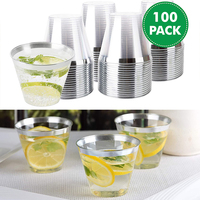 Gobelets jetables en plastique PS transparents écologiques à paroi simple de 9 oz pour fêtes, mariages, jus et whisky