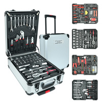 Juego de Herramientas Completo de 187 Piezas en Caja de Aluminio con Ruedas, para Mantenimiento General del Hogar y Bricolaje