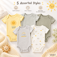 Ensemble de 5 bodys pour bébé nouveau-né en coton pur à manches courtes, vêtements pour bébé pour l'été