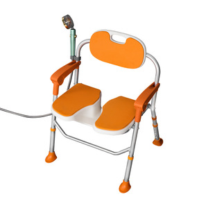 Chaise de douche pliante en U médicale orange 6402C en alliage d'aluminium antidérapante avec accoudoirs pour personnes âgées, utilisation en salle de bain - Product Image 3