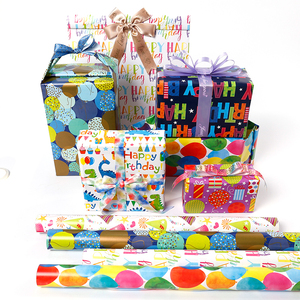 Jude Factory Wholesale Birthday Printed Coated Silicone Virgin Disposable Roll Wrapping Paper 43x300cm