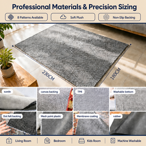 Tappeto Moderno per Pavimenti Ultra Morbido <span class=keywords><strong>in</strong></span> <span class=keywords><strong>Cotone</strong></span> Shurong, Lavabile <span class=keywords><strong>in</strong></span> <span class=keywords><strong>Lavatrice</strong></span>, Asciugatura Rapida, Base Antiscivolo, Tinta Unita - Product Image 3