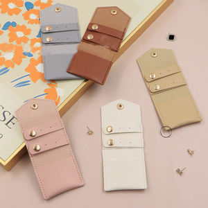 Customized Logo Hot Sale Mini Jewelry Storage Bag Portable Travel Earring Bracelet Bag Unfold 14.5*6cm Leather Jewelry Bag - Product Image 5