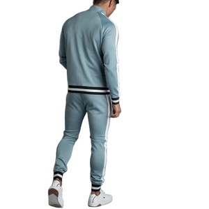 Athletic Sweat Suits Funnel Neck Contrast Side Stripe Mens Gym Tracksuits - Product Image 3