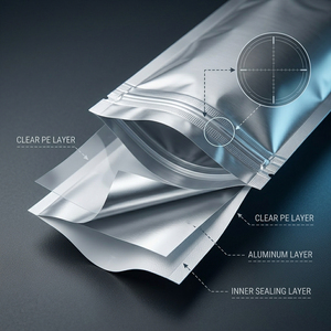 Sac en Mylar personnalisé de qualité alimentaire, résistant à l'humidité, avec fermeture éclair transparente sur le devant, sac plat en plastique PE pour bonbons et en-cas - Product Image 3