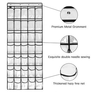 Hot Sale Same Style 35 Grid Crystal Pocket Non-Woven Fabric <b>Shoe</b> Rack Suitable for <b>Wardrobe</b> <b>Shoe</b> Rack Behind the Door - Product Image 4