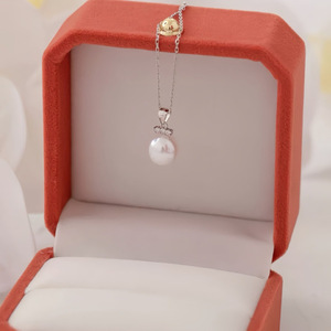 Collier pendentif en perles d'eau douce Zhuji, tendance et polyvalent, 8-9 mm, avec chaîne de clavicule en argent 925, cadeau de vacances pour femmes - Product Image 4