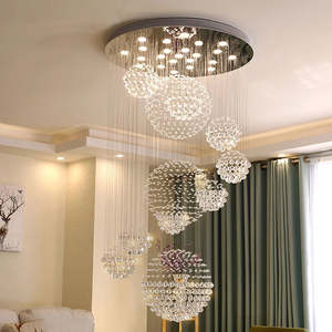 Lustre moderne personnalisé de goutte de pluie en spirale de cristal de foyer d'entrée de salon lustre de long escalier - Product Image 6