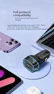 Cargador Inalámbrico para Auto de 75W, Cargador Rápido PD con Doble Puerto Tipo C para Apple, Conector de Cambio - Product Image 3