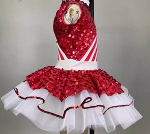 Body da Danza in Spandex per Adulti e Bambini, Costume da Ballo <span class=keywords><strong>Latino</strong></span> Rosso con Paillettes, Tutù per Spettacoli e Performance di Jazz - Product Image 3