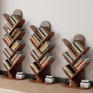 Bona Gold Square <b>Tree</b>-Shaped <b>Bookshelf</b> Solid Wood Large Capacity Floor Standing Modern Design Home Storage - Product Image 2