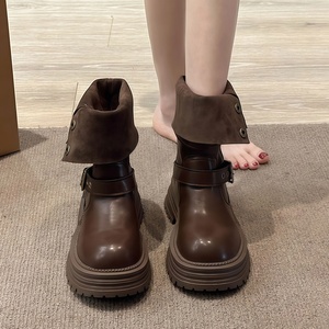 <span class=keywords><strong>Botas</strong></span> de Diseño de Lujo Estilo Británico para Mujer, <span class=keywords><strong>Botas</strong></span> Altas Otoño 2025, Color Marrón Retro - Product Image 2