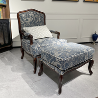 Fauteuil en tissu rétro de style américain, meubles de maison, structure en bois massif, canapé individuel de détente pour salons et chambres
