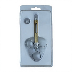 Cartouche de seringue dentaire aspirante pour anesthésie, manuelle, réutilisable, autoclavable, avec anneaux de maintien pour doigts et pouces, en titane doré et bleu, revêtement plasma - Product Image 5