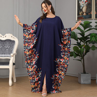 Robe élégante jaune grande taille 3422 pour femmes musulmanes du Moyen-Orient, manches chauve-souris, anti-statique, coupe ample, mode automne, en polyester