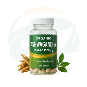 Suplementos de Extrato de Ashwagandha Natural Puro em Cápsulas, Suplemento Herbal de Alta Qualidade, Cápsulas Vegetarianas de Ashwagandha KSM-66 - Product Image 1