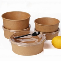Tasse d'emballage de nouilles bol de soupe chaude de restauration rapide en papier avec couvercle en plastique nouveau design grand bol en papier jetable