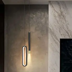 Kilau Modern Lampu Gantung LED Minimalis Lampu Gantung Nordic Kamar Tidur Lampu Garis Panjang Suspensi Luminer Dekorasi Rumah