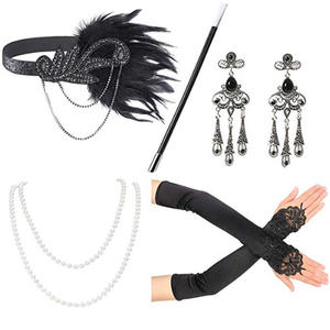 1920er Jahre Great Gatsby Accessoires Set für Frauen Kostüm Prop Flapper Kopf bedeckung Stirnband Eco party - Product Image 3