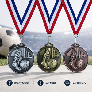 Medallas de Fútbol Personalizadas con Logotipo, Medallas Deportivas de Aleación de Zinc al por Mayor, Medalla de Fútbol con Cinta para Torneos de Clubes, de Fábrica - Product Image 4