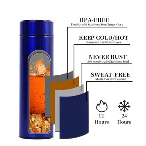 Custom Logo 500ml Stainless Steel Insulated Vacuum <b>Flasks</b> Straight Termos Cup Temperature Display Digital LED Smart Water Bottle - Product Image 2