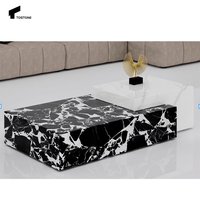 Table basse carrée en marbre noir Calacatta, durable, écologique et de luxe léger, pour villa et salon