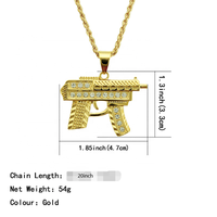 Chaîne torsadée Hip Hop avec pendentif pistolet mitrailleur AK47 en alliage et strass